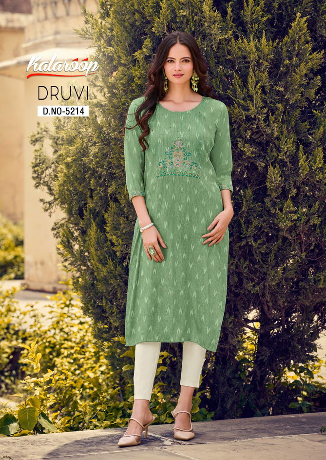 Druvi By Kalaroop Fancy Embroidery Designer Kurtis Wholesale Clothing Suppliers In India
